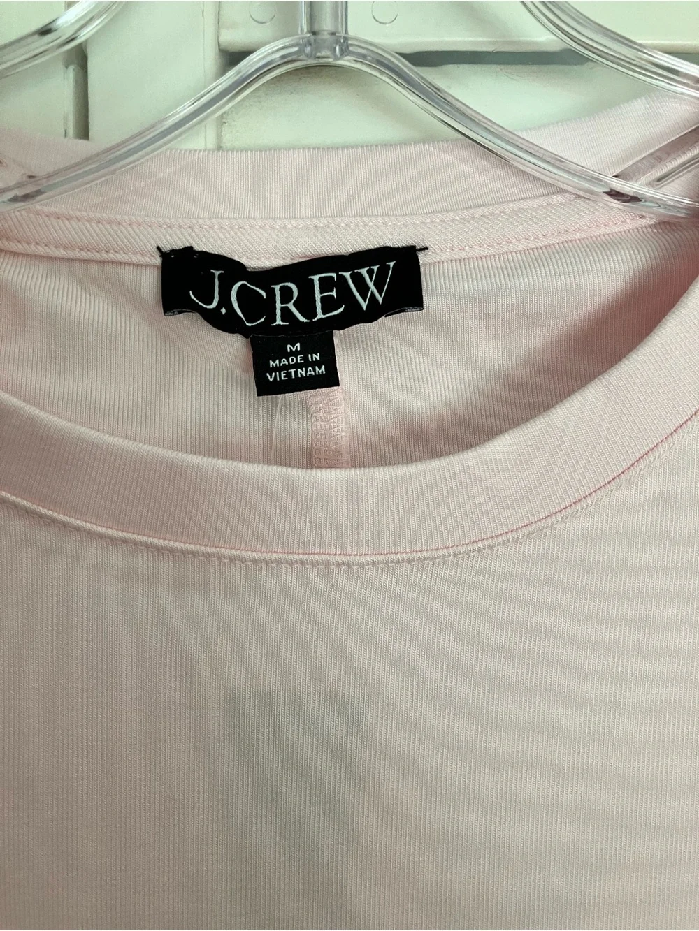 NWT J CREW Refined Rib Crewneck Short Sleeve T-Shirt in White Rose Solid Size M